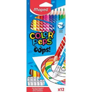 Ξυλομπογιές με γόμα Maped color peps oops 12τμχ. 93793P