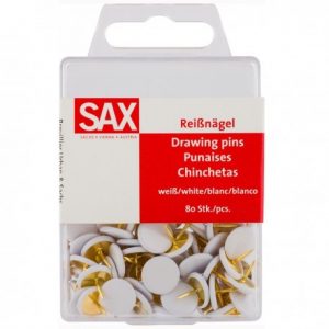 Πινέζες Sax λευκές - πλαστικό κουτί (80τεμ.)