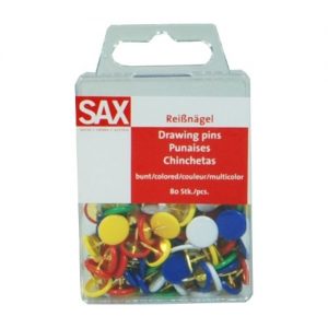Πινέζες Sax χρωματιστές - πλαστικό κουτί