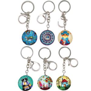 Μπρελόκ στρογγυλό γυάλινο Γάτα - Σπίτι (SG1810-625B)