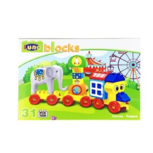 Τουβλάκια Τρενάκι Ελεφαντάκι Luna Toys - 31 Τμχ. - 30.5x21x8cm